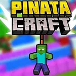 Hình ảnh có dòng chữ PINATA CRAFT phía trên, với một nhân vật hình hộp treo bên dưới, nền đầy màu sắc sặc sỡ