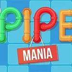 Chữ PIPE được tạo thành từ các ống màu xanh lá, vàng và đỏ trên nền xanh, với tấm biển MANIA màu đỏ treo phía dưới