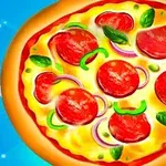 Hình ảnh một chiếc pizza với lớp vỏ vàng nâu, phô mai tan chảy, xúc xích pepperoni, hành tây, ớt chuông xanh và lá húng quế