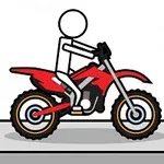 Nhân vật que điều khiển xe mô tô màu đỏ trên bề mặt xám