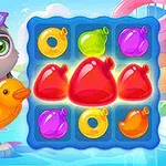 Thỏ dễ thương đeo kính râm và mặc phao hình con vịt đứng bên cạnh lưới quả bóng màu sắc trong khu vực hồ bơi
