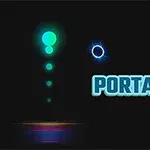 Quả cầu phát sáng với hiệu ứng ánh sáng xanh và hồng, cạnh từ PORTAL màu xanh da trời trên nền đen