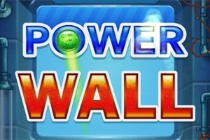 Chữ POWER WALL màu xanh và đỏ nổi bật trên nền xanh dương