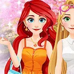 Hai cô gái hoạt hình xinh đẹp với mái tóc đỏ và vàng, mặc trang phục thời trang, đứng trước khung cảnh hoa anh đào nở rộ