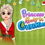 Hai nhân vật mặc đồ Giáng Sinh đứng bên cạnh dòng chữ Princess Ready For Christmas