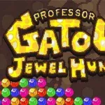 Hình ảnh có tiêu đề Professor Gatous Jewel Hunt với nền các viên ngọc nhiều màu sắc