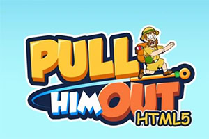 Hình ảnh có dòng chữ Pull Him Out HTML5 cùng với hình vẽ một người đàn ông đội mũ, mặc áo thám hiểm
