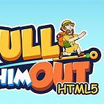 Hình ảnh có dòng chữ Pull Him Out HTML5 cùng với hình vẽ một người đàn ông đội mũ, mặc áo thám hiểm