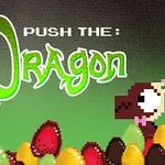 Hai nhân vật hoạt hình rồng pixel đứng trên đống trứng nhiều màu sắc với chữ Push the Dragon phía trên