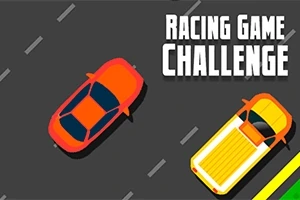Hai chiếc xe ô tô màu cam và vàng đang chạy trên đường với dòng chữ Racing Game Challenge ở góc phải trên