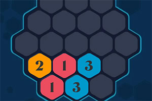 Các ô lục giác màu đen xếp thành hình tổ ong với các ô màu vàng, đỏ, và xanh dương có số bên trong