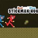 Hai nhân vật stickman xanh và đỏ đang chạy về phía một chiếc chìa khóa màu vàng, với một cánh cửa khóa ở bên phải