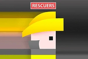 Hình ảnh có một nhân vật với chiếc mũ vàng và từ RESCUERS ở phía trên