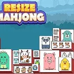 Hình ảnh gồm các khối có hình động vật ngộ nghĩnh và dòng chữ RESIZE MAHJONG