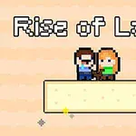 Hình ảnh hai nhân vật kiểu pixel đứng trên một nền trống, với dòng chữ Rise of Lava phía trên
