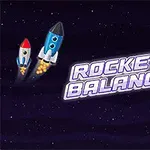 Hai tên lửa đang bay trong không gian với dòng chữ Rocket Balance ở giữa và các hành tinh nhỏ ở phía bên phải