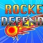 Hình ảnh có nền màu xanh với một sao chổi màu đỏ và dòng chữ ROCKETS DEFENDER phía trên