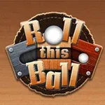 Biểu tượng với nền gỗ và chữ Roll this Ball nổi bật có hai quả bóng và các khối gỗ đan xen