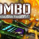 Hình ảnh có dòng chữ “ROMBO Special Task Force” với bối cảnh xe quân sự màu xanh lá cây trong cảnh chiến đấu đầy lửa và vụ nổ