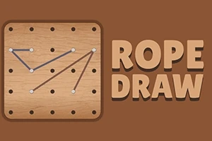 Bảng đục lỗ bằng gỗ với dây thừng nối giữa các điểm, bên cạnh là chữ ROPE DRAW