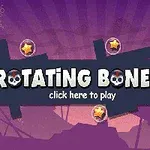 Hình ảnh có nền màu tím với chữ ROTATING BONES và ba ngôi sao vàng bên trong bong bóng, cùng khung cảnh núi non mờ ảo