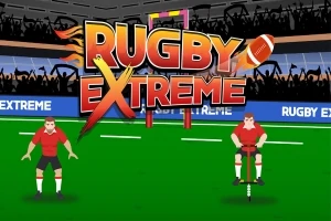 Hình ảnh có hai cầu thủ rugby mặc đồ đỏ đứng trên sân cỏ với chữ RUGBY EXTREME phía trên và khán giả ở phía sau