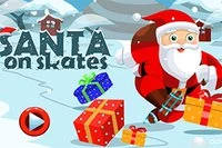 Ông già Noel mang giày trượt và đang thu thập kẹo Giáng Sinh