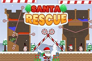 Hình ảnh có ông già Noel đứng giữa các hộp quà, xung quanh là người tuyết và kết cấu như các khối và thanh kẹo gậy