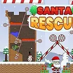Hình ảnh có ông già Noel đứng giữa các hộp quà, xung quanh là người tuyết và kết cấu như các khối và thanh kẹo gậy