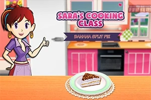 Một nhân vật hoạt hình đứng trong nhà bếp với hình ảnh món bánh pie trên bàn