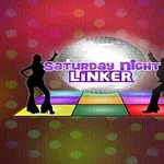 Hai hình bóng vũ công đứng nhảy trước quả cầu disco và nền sàn nhảy nhiều màu sắc với dòng chữ Saturday Night Linker
