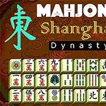 Hình ảnh hiển thị nhiều quân cờ với các ký hiệu và chữ Hán cùng với dòng chữ Mahjong Shanghai Dynasty