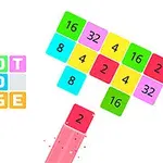 Các ô vuông màu với các con số và chữ SHOOT AND MERGE trên nền trắng