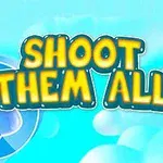Chữ Shoot Them All màu vàng nổi bật trên nền xanh dương với các đám mây xung quanh