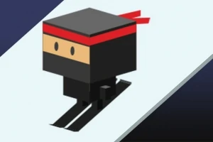 Hình ảnh một nhân vật ninja phong cách khối vuông với dải băng đỏ trên đầu
