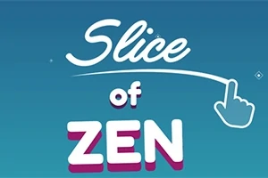 Dòng chữ Slice of Zen với biểu tượng ngón tay trên nền xanh