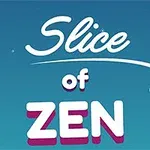 Dòng chữ Slice of Zen với biểu tượng ngón tay trên nền xanh