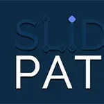 Chữ SLIDE và PATH trên nền xanh, với các chấm đỏ và xanh ở góc