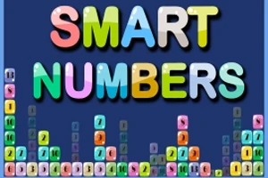 Chữ SMART NUMBERS với các khối số màu sắc xếp chồng lên nhau trên nền xanh