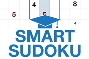 Hình ảnh chứa một bảng số với từ SMART SUDOKU ở phía dưới, cùng một chiếc mũ tốt nghiệp màu xanh