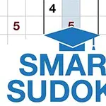 Hình ảnh chứa một bảng số với từ SMART SUDOKU ở phía dưới, cùng một chiếc mũ tốt nghiệp màu xanh