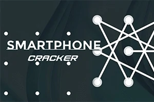 Hình ảnh có chữ Smartphone Cracker và sơ đồ các đường kết nối giữa các điểm tròn màu trắng trên nền tối