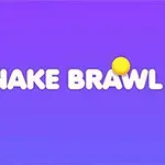 Văn bản SNAKE BRAWL màu trắng trên nền tím với các quả bóng màu vàng xung quanh