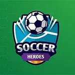 Logo với hình ảnh quả bóng đá và chữ Soccer Heroes trên nền xanh lá cây