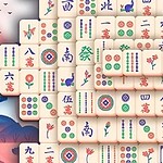 Hình ảnh mô tả một con mèo may mắn bên cạnh đống quân bài, với ngôi chùa và cây hoa anh đào ở nền phía sau