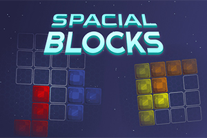 Hình ảnh có dòng chữ SPACIAL BLOCKS với các khối màu đỏ, xanh và vàng xếp thành hình trên nền xanh đậm