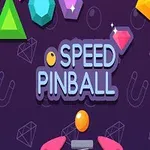 Các hình khối đầy màu sắc và chữ Speed Pinball trên nền màu tím với hoa văn kim cương và nam châm