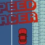 Xe ô tô màu đỏ trên đường với dòng chữ SPEED RACER lớn nằm ngang phía trên