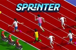 Sprinter Các vận động viên chạy trên đường đua màu đỏ với khán giả ngồi cổ vũ ở bên cạnh
