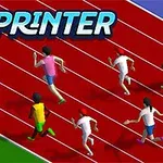 Sprinter Các vận động viên chạy trên đường đua màu đỏ với khán giả ngồi cổ vũ ở bên cạnh